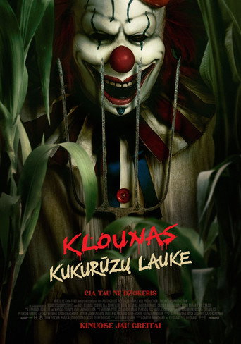 Klounas kukurūzų lauke